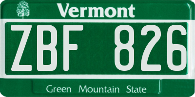 VT license plate ZBF826