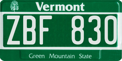 VT license plate ZBF830