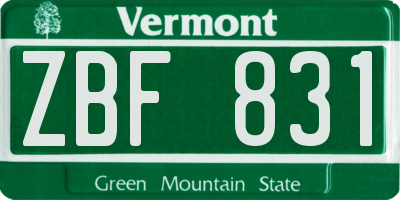 VT license plate ZBF831