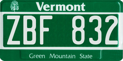 VT license plate ZBF832