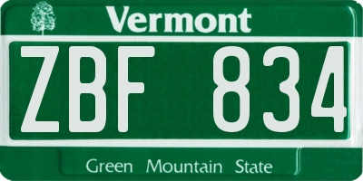 VT license plate ZBF834