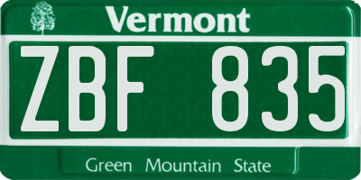 VT license plate ZBF835