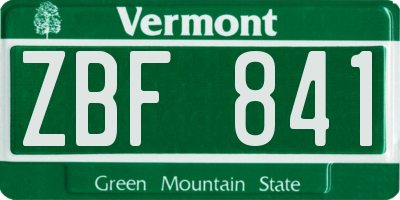 VT license plate ZBF841