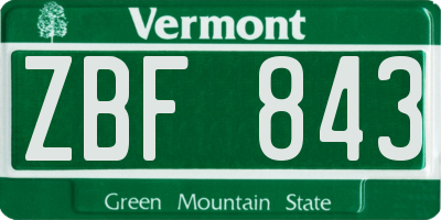 VT license plate ZBF843