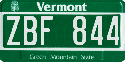 VT license plate ZBF844