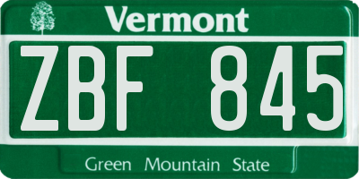 VT license plate ZBF845