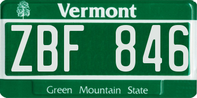 VT license plate ZBF846