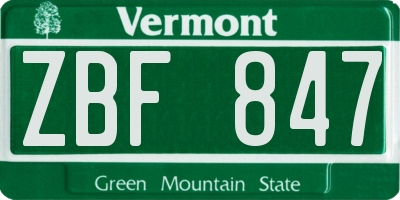 VT license plate ZBF847