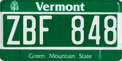 VT license plate ZBF848