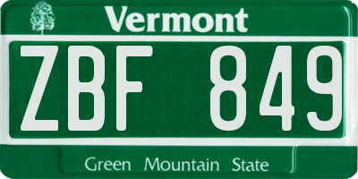 VT license plate ZBF849