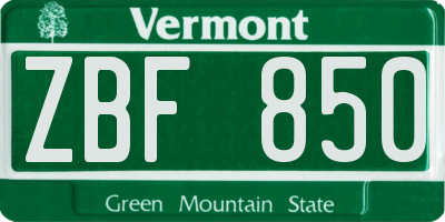 VT license plate ZBF850