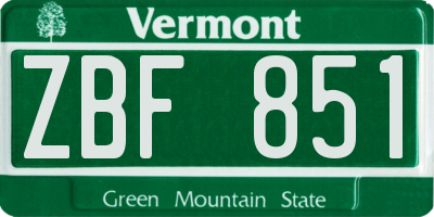 VT license plate ZBF851
