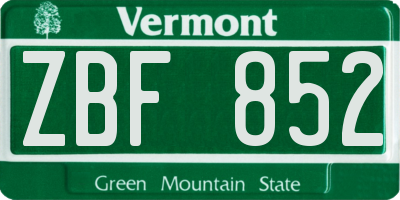 VT license plate ZBF852