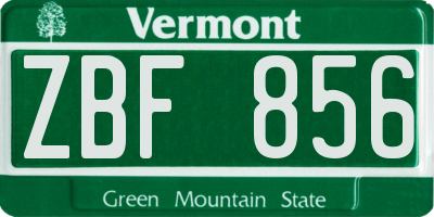 VT license plate ZBF856