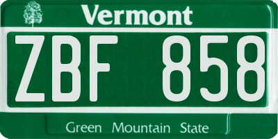VT license plate ZBF858