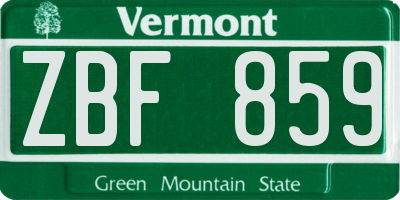 VT license plate ZBF859