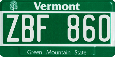 VT license plate ZBF860