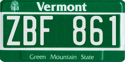 VT license plate ZBF861