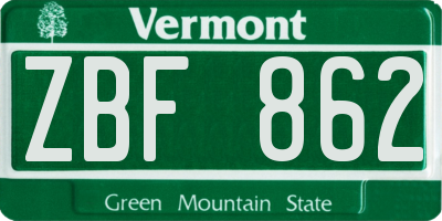 VT license plate ZBF862