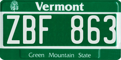 VT license plate ZBF863