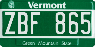 VT license plate ZBF865