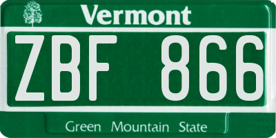 VT license plate ZBF866
