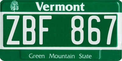 VT license plate ZBF867