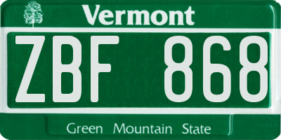VT license plate ZBF868