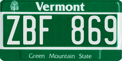 VT license plate ZBF869