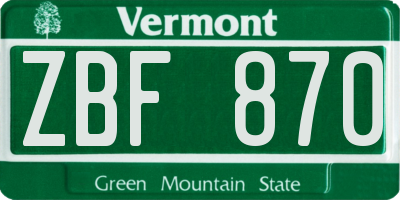 VT license plate ZBF870
