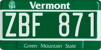 VT license plate ZBF871