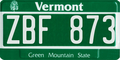 VT license plate ZBF873