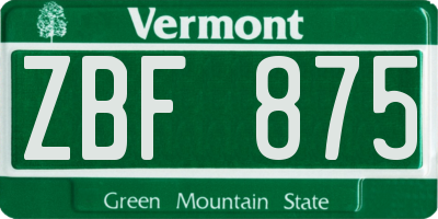 VT license plate ZBF875