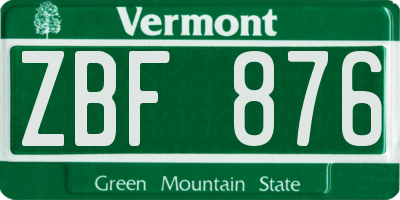 VT license plate ZBF876