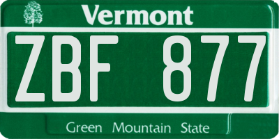 VT license plate ZBF877