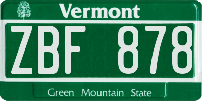 VT license plate ZBF878