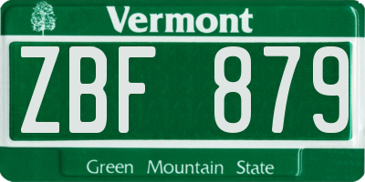 VT license plate ZBF879