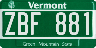 VT license plate ZBF881