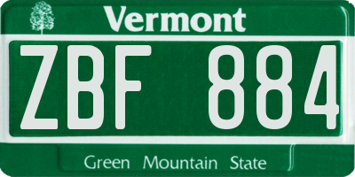 VT license plate ZBF884