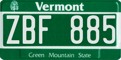 VT license plate ZBF885