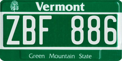 VT license plate ZBF886