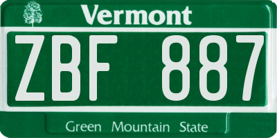 VT license plate ZBF887