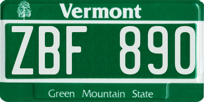 VT license plate ZBF890