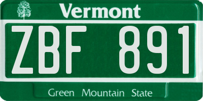 VT license plate ZBF891