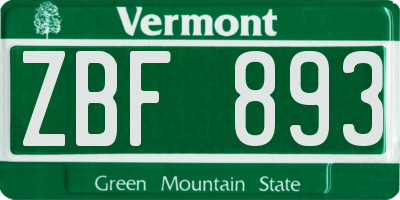 VT license plate ZBF893