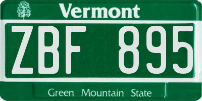 VT license plate ZBF895