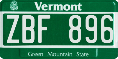 VT license plate ZBF896