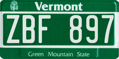 VT license plate ZBF897