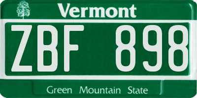 VT license plate ZBF898