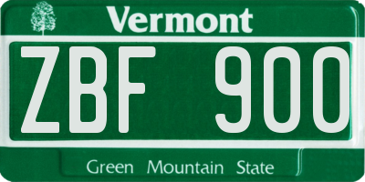 VT license plate ZBF900